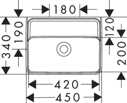 Hansgrohe-Xanuia-Q-Handwaschbecken-450-340-ohne-Hahnloch-und-Ueberlauf-Weiss-60231450 gallery number 1